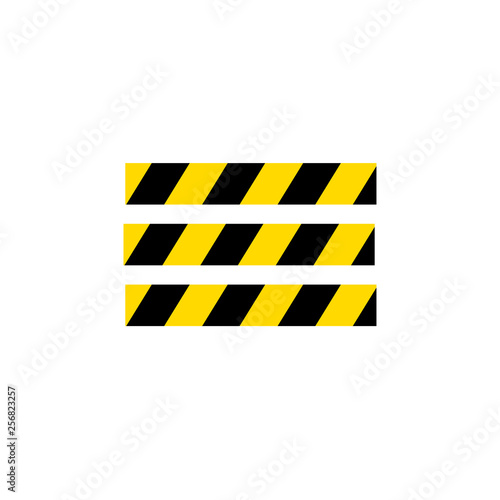 Flat icon of three yellow plastic strips to keep away