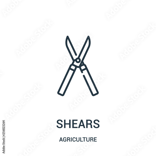 shears icon vector from agriculture collection. Thin line shears outline icon vector illustration. Linear symbol for use on web and mobile apps, logo, print media.