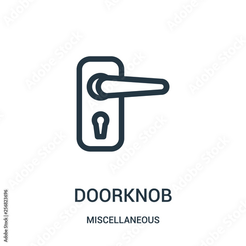 doorknob icon vector from miscellaneous collection. Thin line doorknob outline icon vector illustration. Linear symbol for use on web and mobile apps, logo, print media.