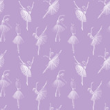 Ballerinas drawing hand-drawn with chalk. Seamless pattern