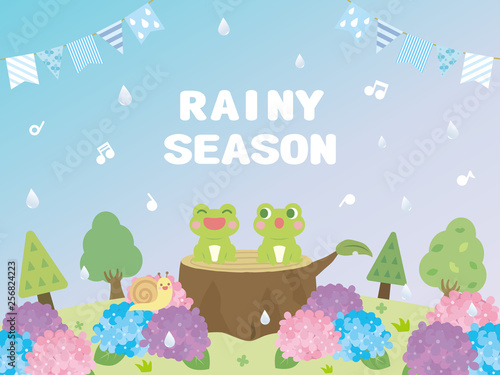 かわいい梅雨の背景イラスト素材