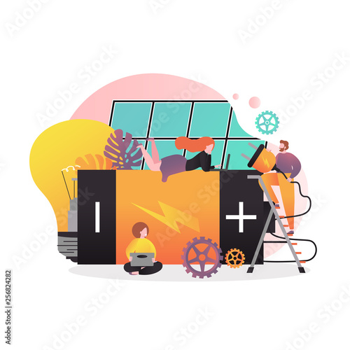 Solar panel battery vector concept for web banner, website page