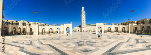 Casablanca , Morocco - 21 March 2019 , Panoramic view of Hassan II Mosque