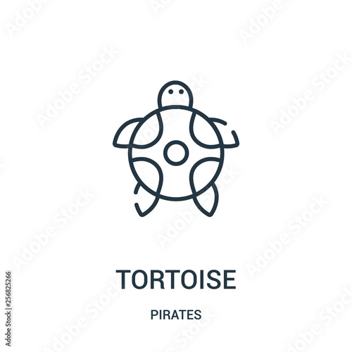 tortoise icon vector from pirates collection. Thin line tortoise outline icon vector illustration. Linear symbol for use on web and mobile apps, logo, print media.