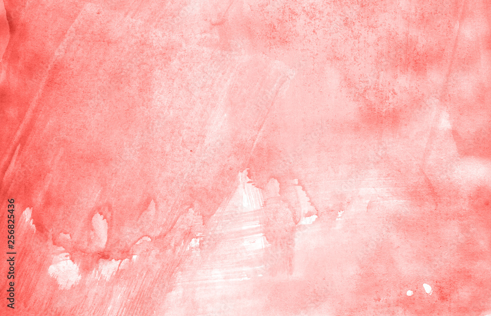 Fototapeta premium Abstract watercolor background hand-drawn on paper. Volumetric smoke elements. Red color. For design, web, card, text, decoration, surfaces.