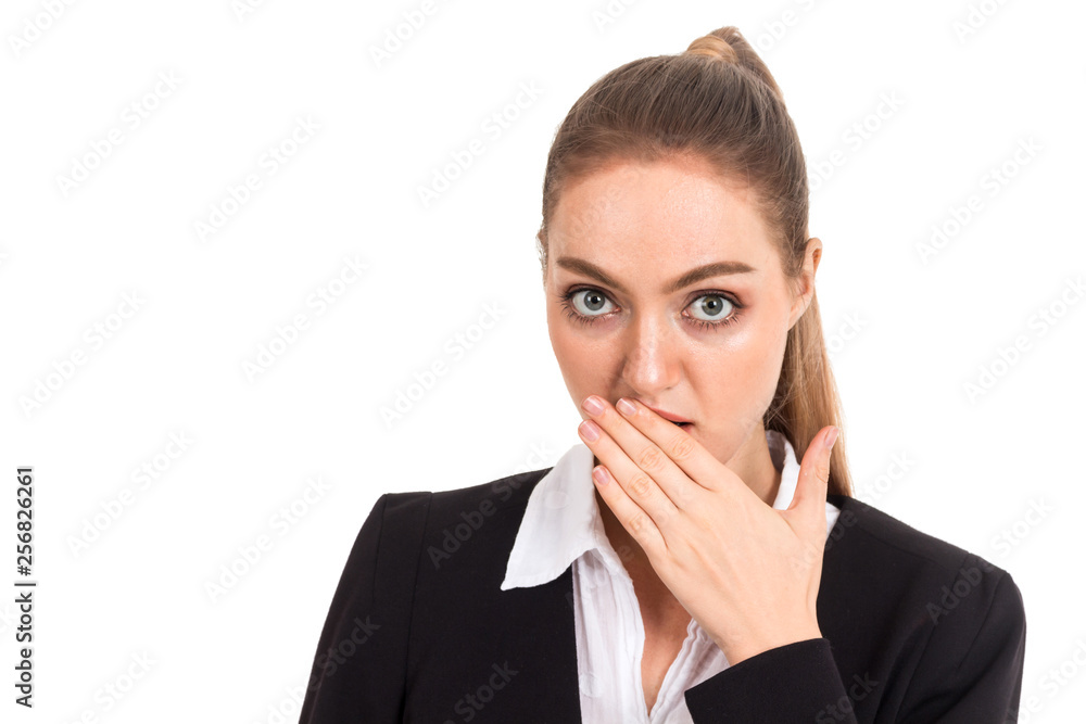 Portrait of smiling business woman isolated on white background Portrait of smiling business woman isolated on white background