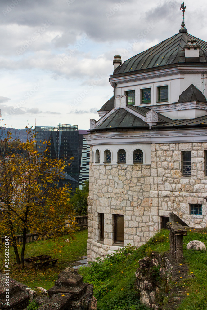 Obraz premium Chapel at the Jewish cemetery of Sarajevo. Bosnia and Herzegovina