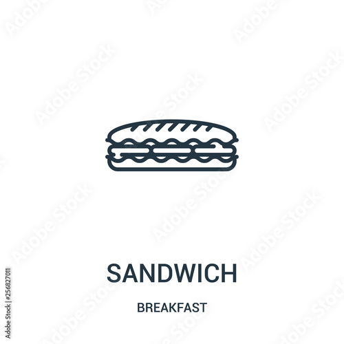 sandwich icon vector from breakfast collection. Thin line sandwich outline icon vector illustration. Linear symbol for use on web and mobile apps, logo, print media.