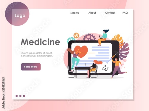 Medicine vector website landing page design template