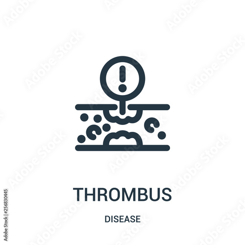 thrombus icon vector from disease collection. Thin line thrombus outline icon vector illustration. Linear symbol for use on web and mobile apps, logo, print media.
