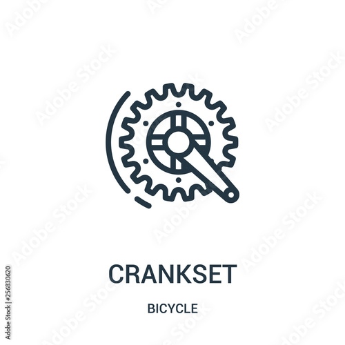 crankset icon vector from bicycle collection. Thin line crankset outline icon vector illustration. Linear symbol for use on web and mobile apps, logo, print media.