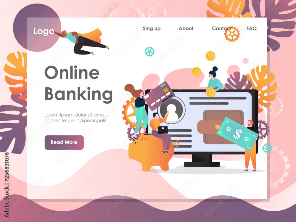 Online banking vector website landing page design template Online banking vector website landing page design template