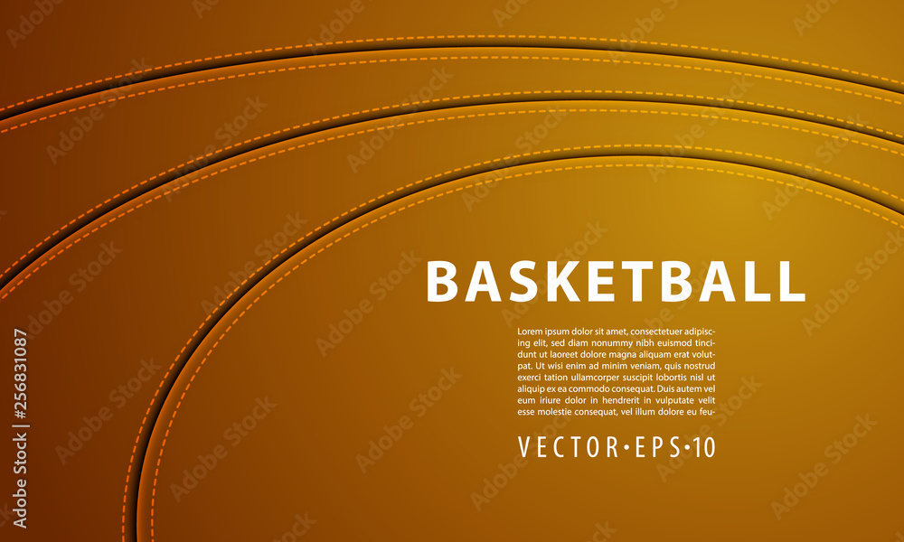 Fototapeta premium Three Seam Strips on a Basketball Ball. Red Leather Ball With Stitch Background.
