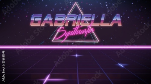 first name Gabriella in synthwave style photo