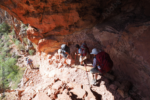 Hikers decend a challenging section of the Grandview Trail in Grand Canyon National Park, Arizona. photo