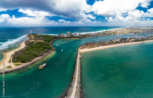 Wallpaper Mural Drone view of famous Mooloolaba beach and marina Torontodigital.ca