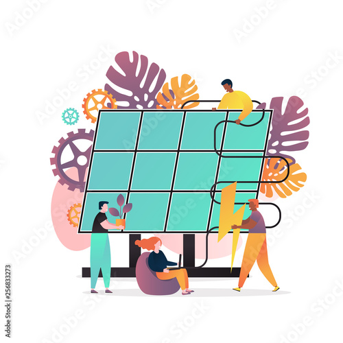 Solar energy vector concept for web banner, website page