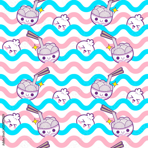 cute ramen noodle seamless pattern