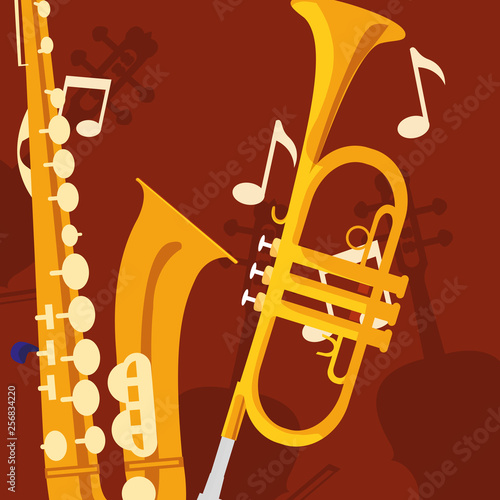 saxophone and trumpet instruments musical