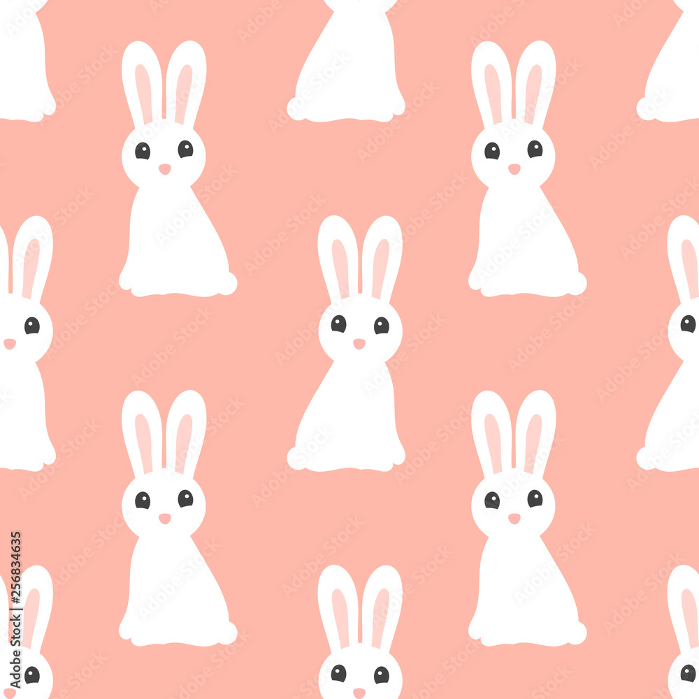 White rabbits seamless pink pattern. White rabbits seamless pink pattern.
