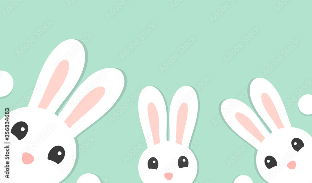 The family of three cute white bunnies, Easter card. The family of three cute white bunnies, Easter card.