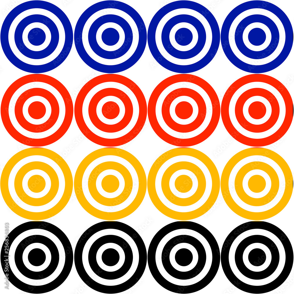 Geometric pattern formed by rows and columns of concentric circles Geometric pattern formed by rows and columns of concentric circles