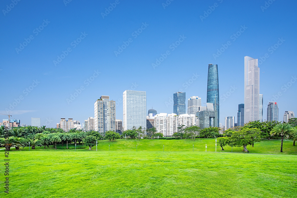 Guangzhou urban architecture and big grass