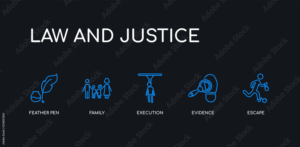 5 outline stroke blue escape, evidence, execution, family, feather pen icons from law and justice collection on black background. line editable linear thin icons. 5 outline stroke blue escape, evidence, execution, family, feather pen icons from law and justice collection on black background. line editable linear thin icons.