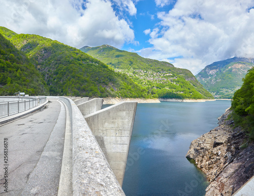 Famous Verzasca dam in Switzerland. © Composer