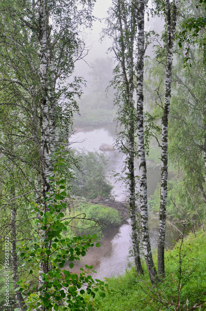 Obraz premium Southern Urals, Russia. Early morning on the Miass river.