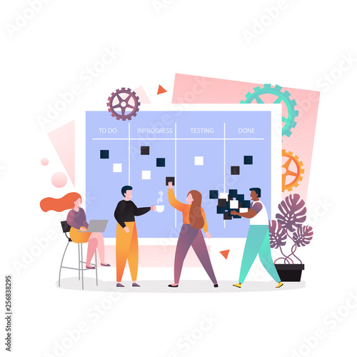 Kanban vector concept for web banner, website page