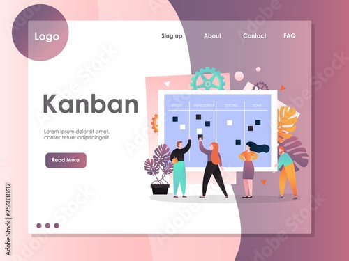 Kanban vector website landing page design template