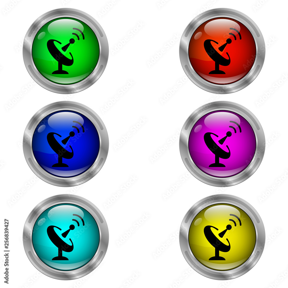 Wireless antenna icon. Set of round color icons. Wireless antenna icon. Set of round color icons.