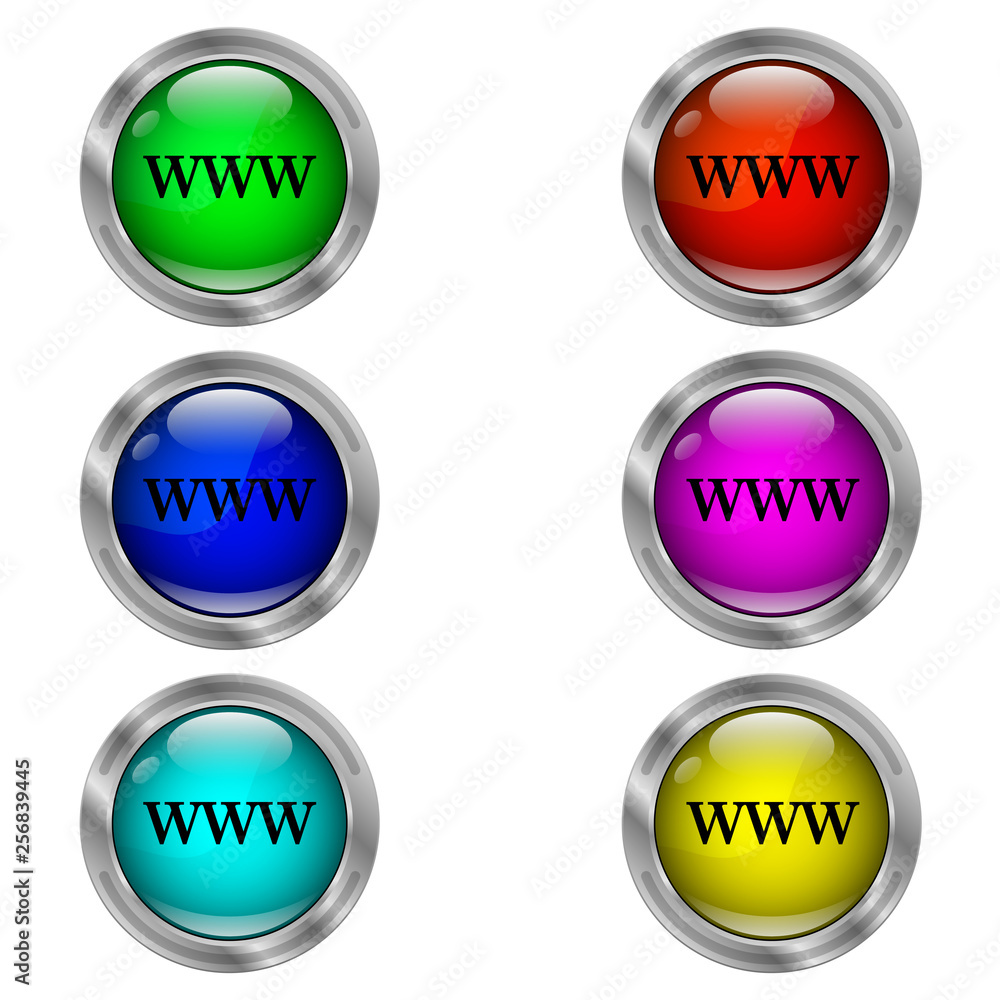 WWW icon. Set of round color icons. WWW icon. Set of round color icons.