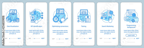 Business metrics courses onboarding mobile app page screen vecto