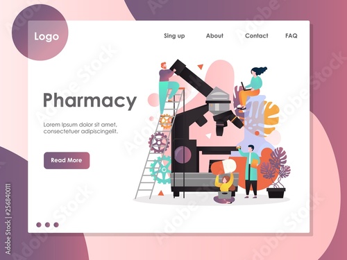 Pharmacy vector website landing page design template