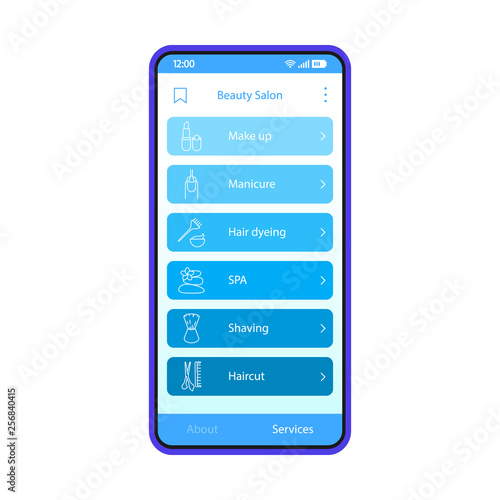 Beauty salon app interface vector template