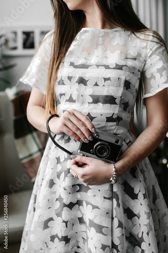 young woman in white dress