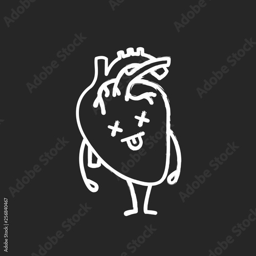 Dead human heart emoji chalk icon