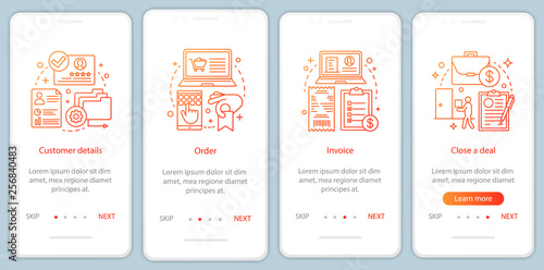 Making sales onboarding mobile app page screen vector template