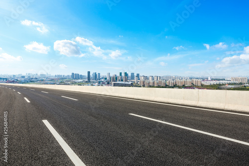 Asphalt highway passing through the city above in Shanghai