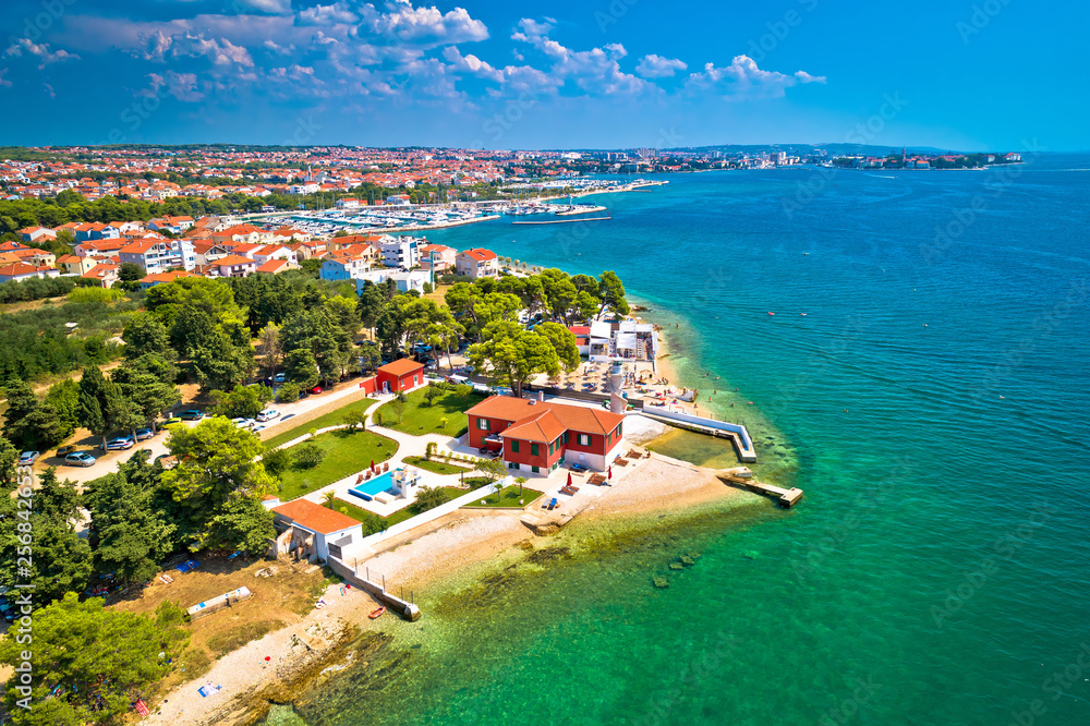 City of Zadar waterfront aerial summer view