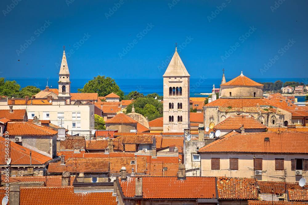 Historic Zadar towers and rooftops view
