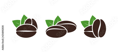 Coffee beans logo. Isolated coffe beans on white background