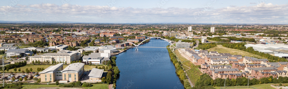 The infinity foot bridge near Stockton on tees. The bridge crosses the river tees and connects the town with the university