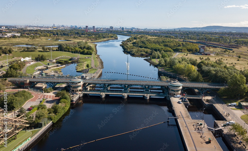 The Tees Barrage water sports centre which spans the river Tees at stockton on tees to prevent flooding