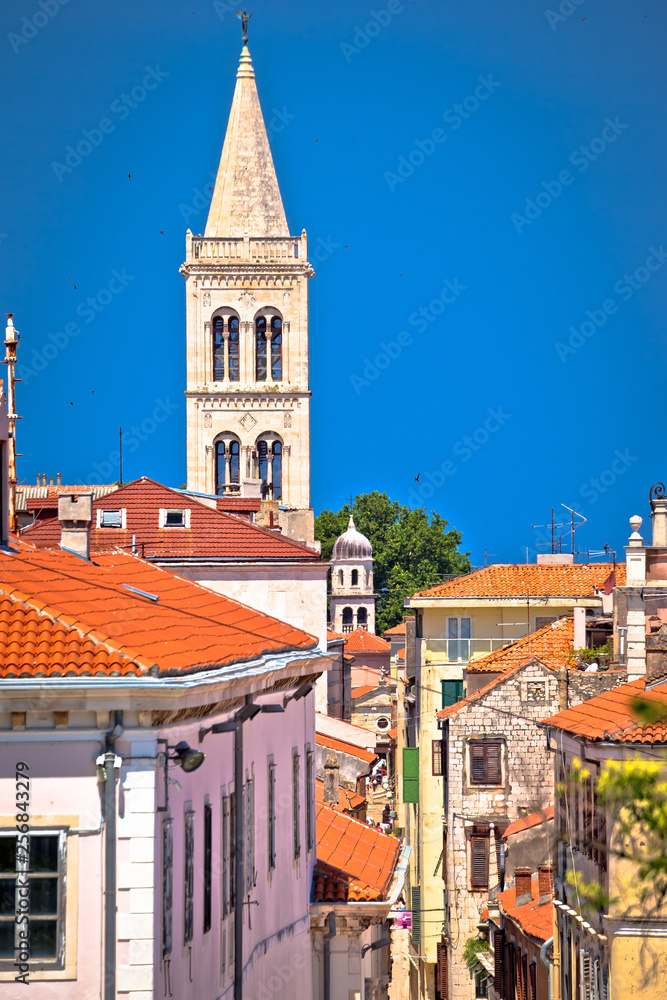 Obraz premium Historic Zadar tower and Kalelarga street view