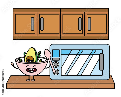 delicious kawaii breakfast cartoon