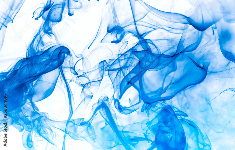 Fototapeta premium Blue smoke on white background