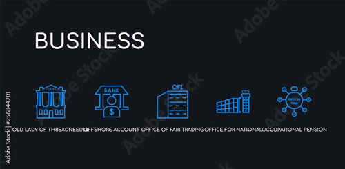 5 outline stroke blue occupational pension scheme, office for national statistics (ons), office of fair trading (oft), offshore account, old lady of threadneedle street icons from business photo